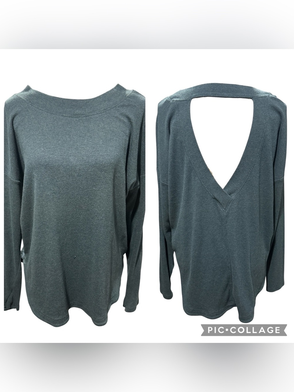 Athleta Teal Green Open Back Long Sleeve Top Women’s Size Large Comfy Lounge